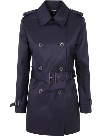 Женский двубортный тренч Lauren Ralph Lauren, темно-синий