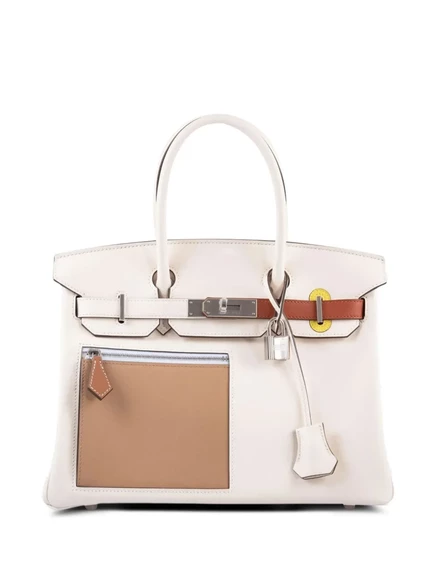 Лимитированная серия сумок Hermès 2023 Birkin 30 Colormatic Swift с палладиевой фурнитурой, бывших в употреблении. white