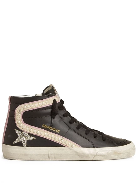Женские кеды Golden Goose Slide LTD с жемчугом, коричневые
