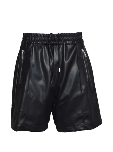 Мужские шорты DSquared2 кожаные с молниями, черные