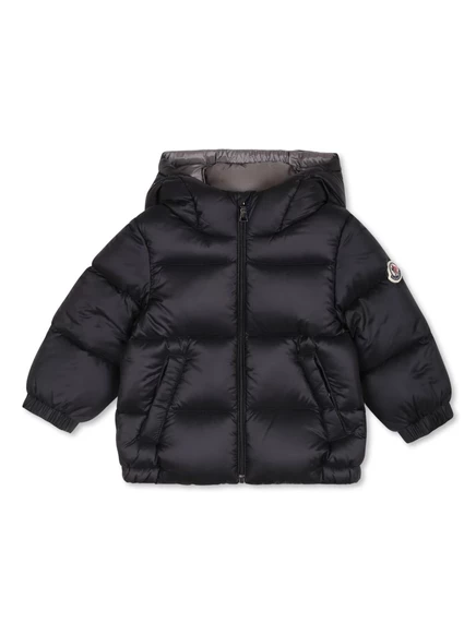 Детский пуховик Moncler Enfant с капюшоном, черный