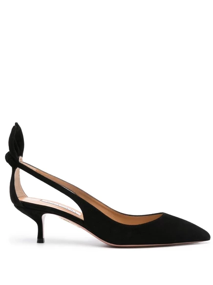 Замшевые туфли-лодочки Aquazzura с завязкой-бабочкой 50 мм black
