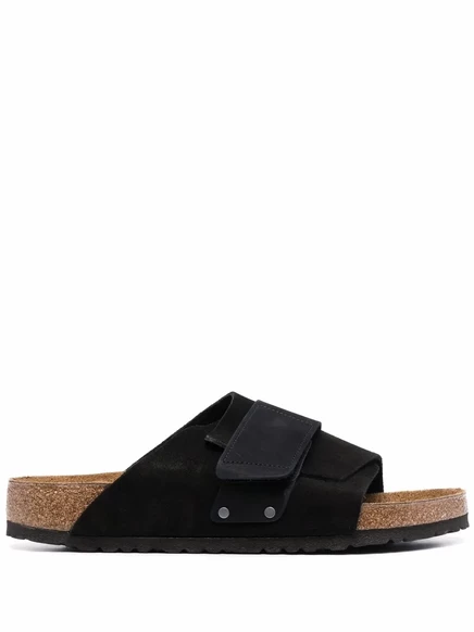 Мужские сандалии Birkenstock Kyoto замшевые на липучке, черные