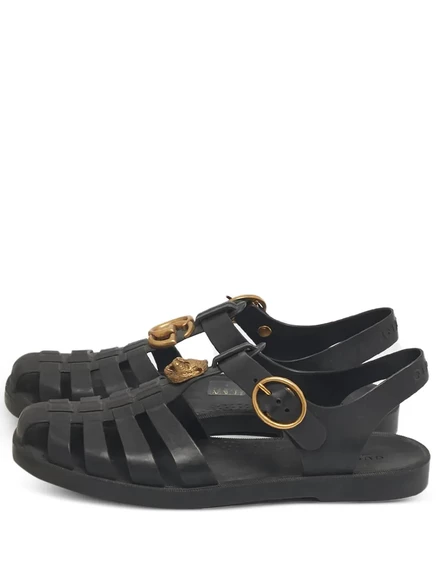 Мужские сандалии Gucci Pre-Owned Tiger‑head, черные