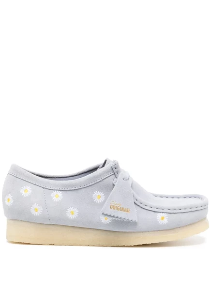 Женские дерби Clarks Wallabee замшевые с вышивкой, синие