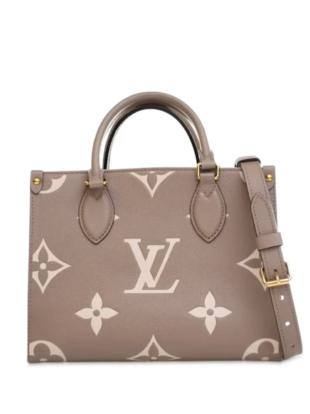 Сумка Louis Vuitton, бывшая в употреблении, 2021-2025 Двухцветная с монограммой Empreinte Giant OnTheGo PM