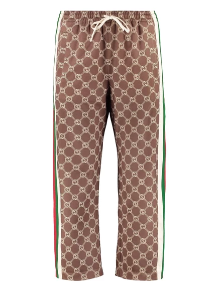 Женские укороченные брюки Gucci Interlocking G, коричневые