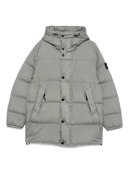 Мужское пальто Stone Island с капюшоном, серое