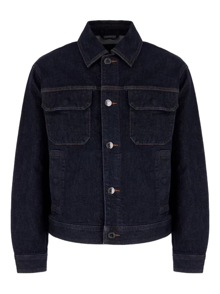 Джинсовая куртка на пуговицах с логотипом Emporio Armani blue