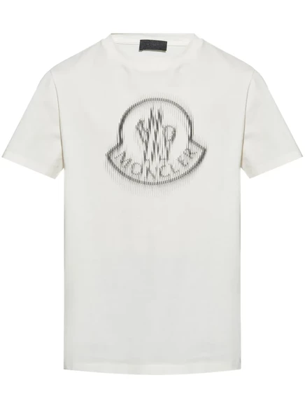 Хлопковая футболка с размытым логотипом Moncler white