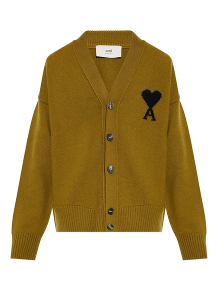 Шерстяной кардиган AMI Paris Ami de Coeur yellow