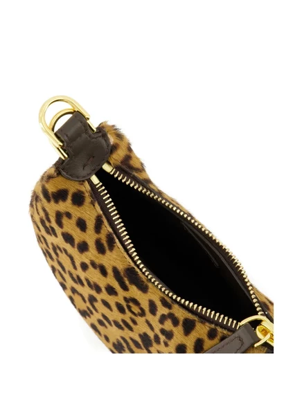 Женская мини-сумка Fendi Fendigraphy nano леопардовая, коричневая