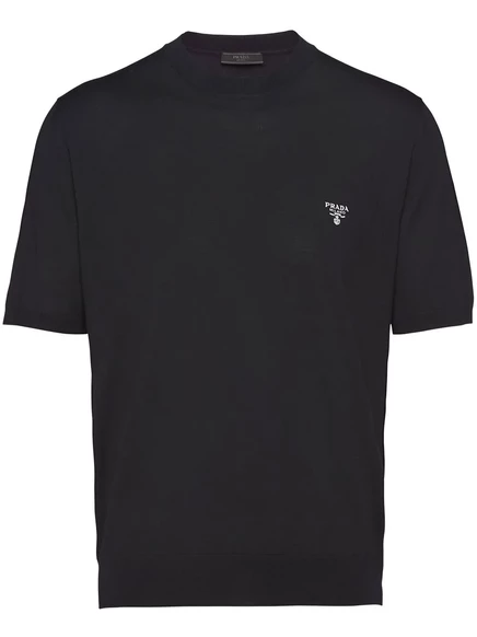 Шерстяной джемпер Prada с круглым вырезом горловины black