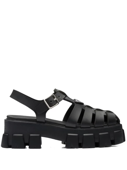 Босоножки Prada на платформе в клетку 55 мм black