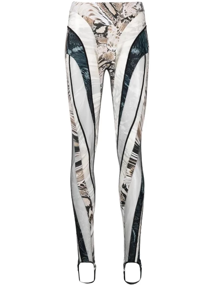 Женские леггинсы Mugler змеиный принт, нейтральные