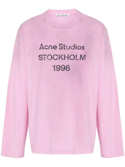 Потертая футболка с логотипом Acne Studios purple