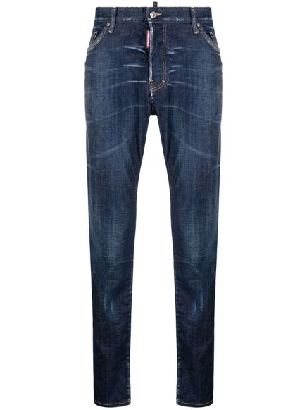 Мужские джинсы DSquared2 узкие из хлопка-стрейч, синие