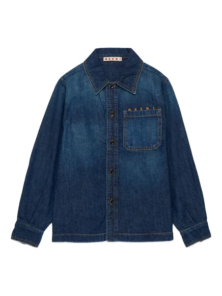 Детская рубашка Marni Kids хлопковая, синяя