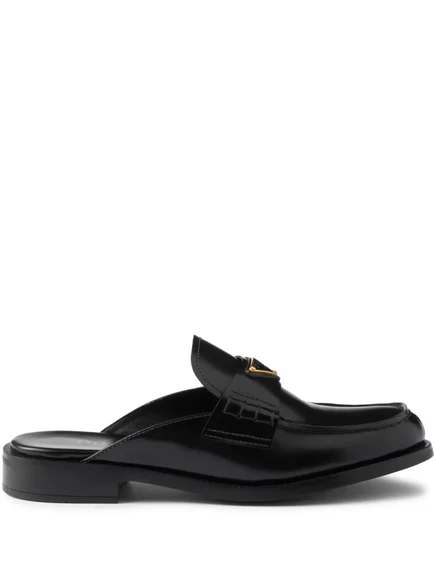 Женские мюли Prada из обработанной кожи, черные