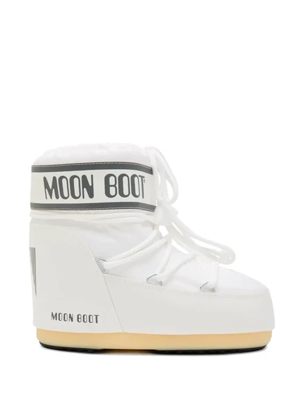 Женские ботинки Moon Boot со шнуровкой и логопринтом, белые