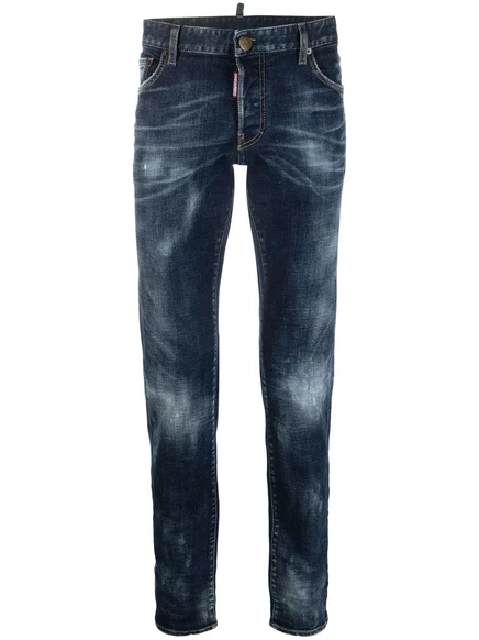 Мужские джинсы DSquared2 slim с флаговой нашивкой, синие