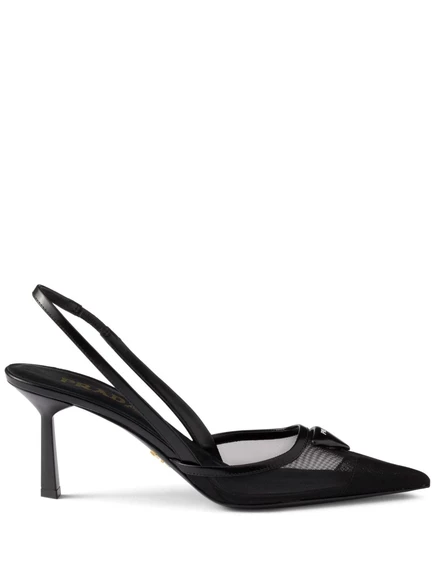 Женские туфли Prada 75 мм с ремешком, чёрные