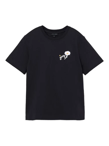 Женская футболка Marc Jacobs с вышивкой ромашки, черная
