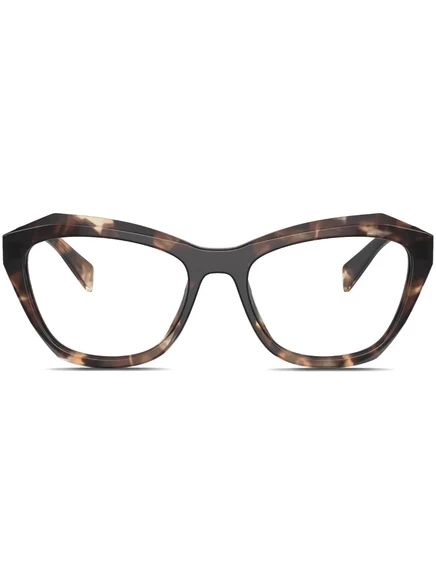 Очки в черепаховой оправе с геометрическим рисунком Prada Eyewear brown