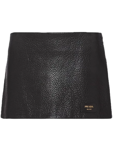 Мини-юбка из кожи Prada nappa black