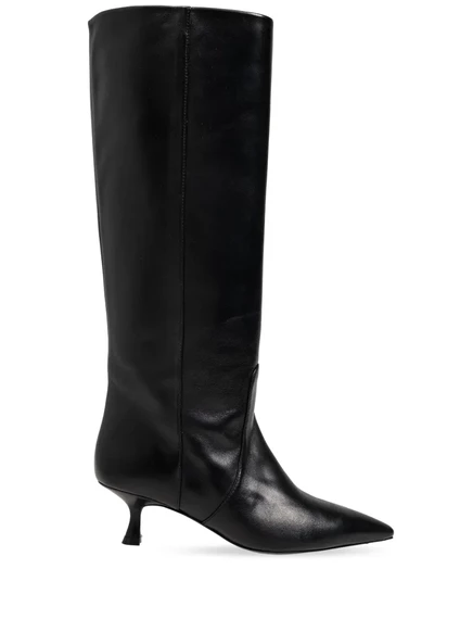 Женские сапоги Stuart Weitzman Naomi кожаные на каблуке 50 мм, черные