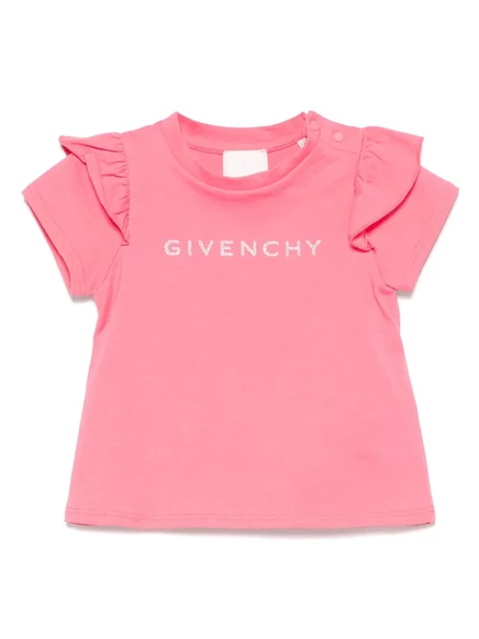 Детская футболка Givenchy Kids с логотипом и рюшей, розовая
