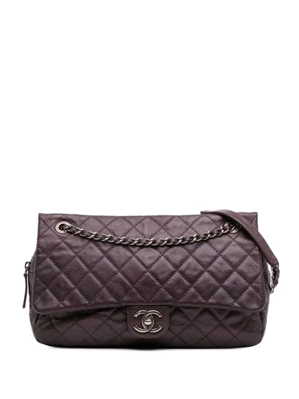 Женская сумка на плечо CHANEL Pre-Owned стеганая Jumbo, фиолетовая