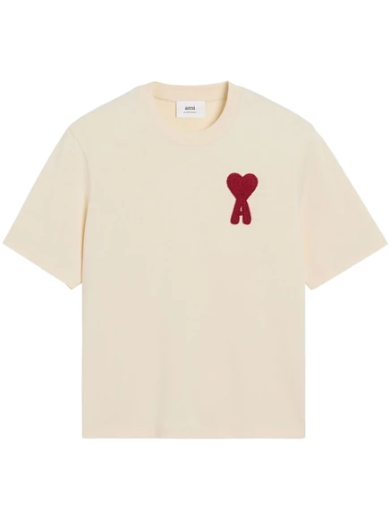 AMI Paris Ami de Coeur-хлопковая футболка с нашивками white