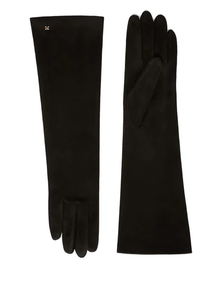 Женские перчатки Max Mara из кожи до локтя, черные