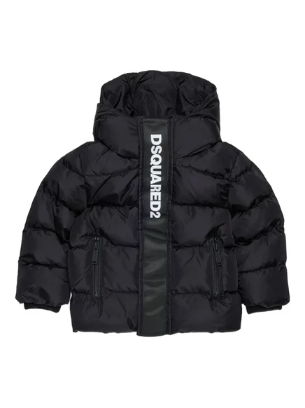 Детская стеганая куртка DSQUARED2 Kids с капюшоном, черная