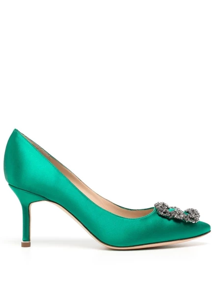 Украшенные туфли-лодочки Manolo Blahnik Hangisi 70 мм green