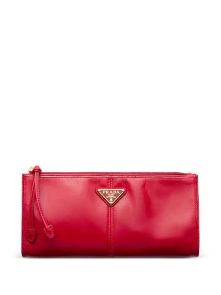 Женский кожаный кошелек Prada на молнии, красный