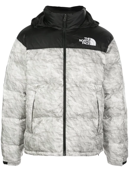 Мужская пуховая куртка Supreme Nuptse с принтом, серая
