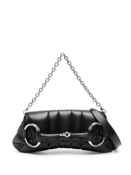 Сумка Gucci Horsebit Chain через плечо, черная