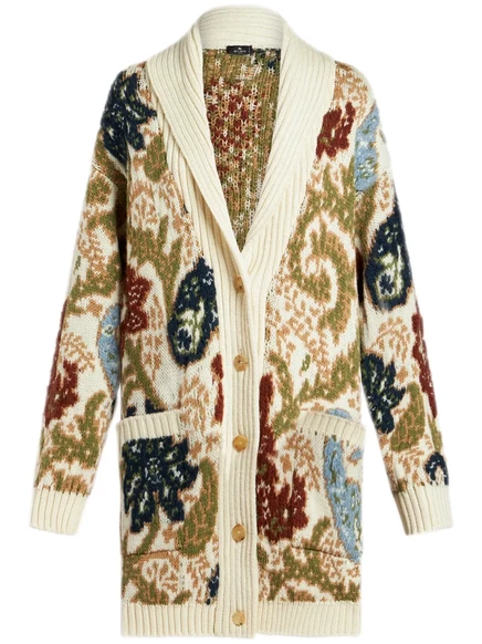 Женский кардиган Etro жаккардовый с пейсли, нейтральный