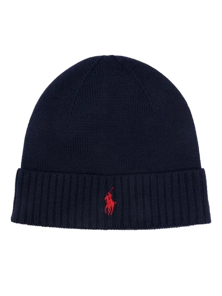 Унисекс шапка Polo Ralph Lauren в рубчик с вышитым логотипом, синяя