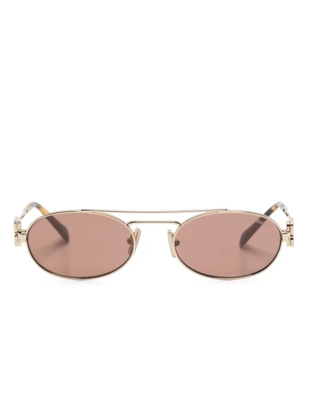 Солнцезащитные очки в овальной оправе Miu Miu Eyewear gold