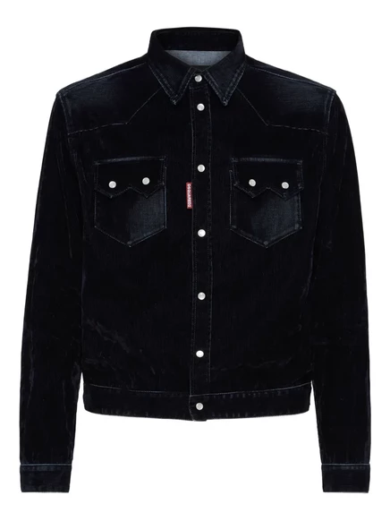 Мужская джинсовая куртка DSquared2 с флоком, синяя