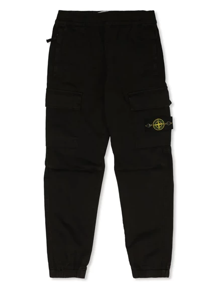 Детские брюки Stone Island Junior с нашивкой Compass, черные