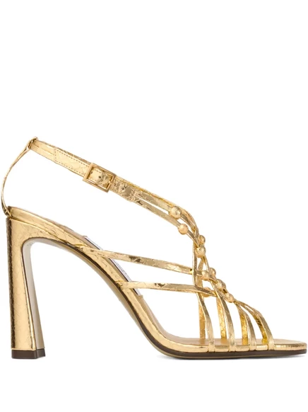 Женские босоножки Jimmy Choo 90 мм кожаные, золотистые