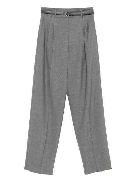 Женские брюки Max Mara со складками и ремнем, серые