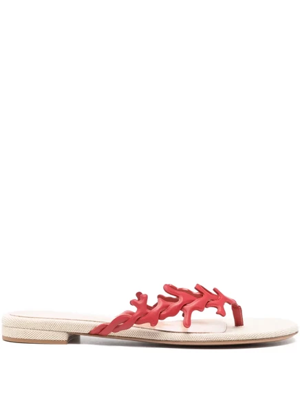 Сандалии на плоской подошве с ремешками-стрингами Gianvito Rossi Ocean red