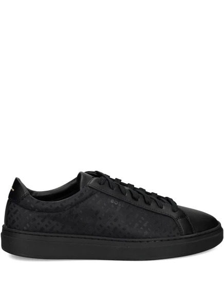 Кожаные кроссовки с рисунком BOSS black