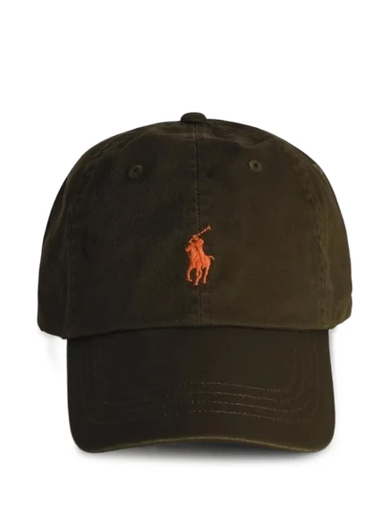 Женская кепка Polo Ralph Lauren хлопковая, вышивка тон-в-тон, зеленая