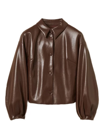 Куртка-бомбер TWINSET с рубашечным воротником из искусственной кожи  brown